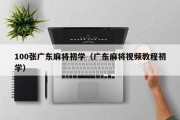 100张广东麻将初学（广东麻将视频教程初学）